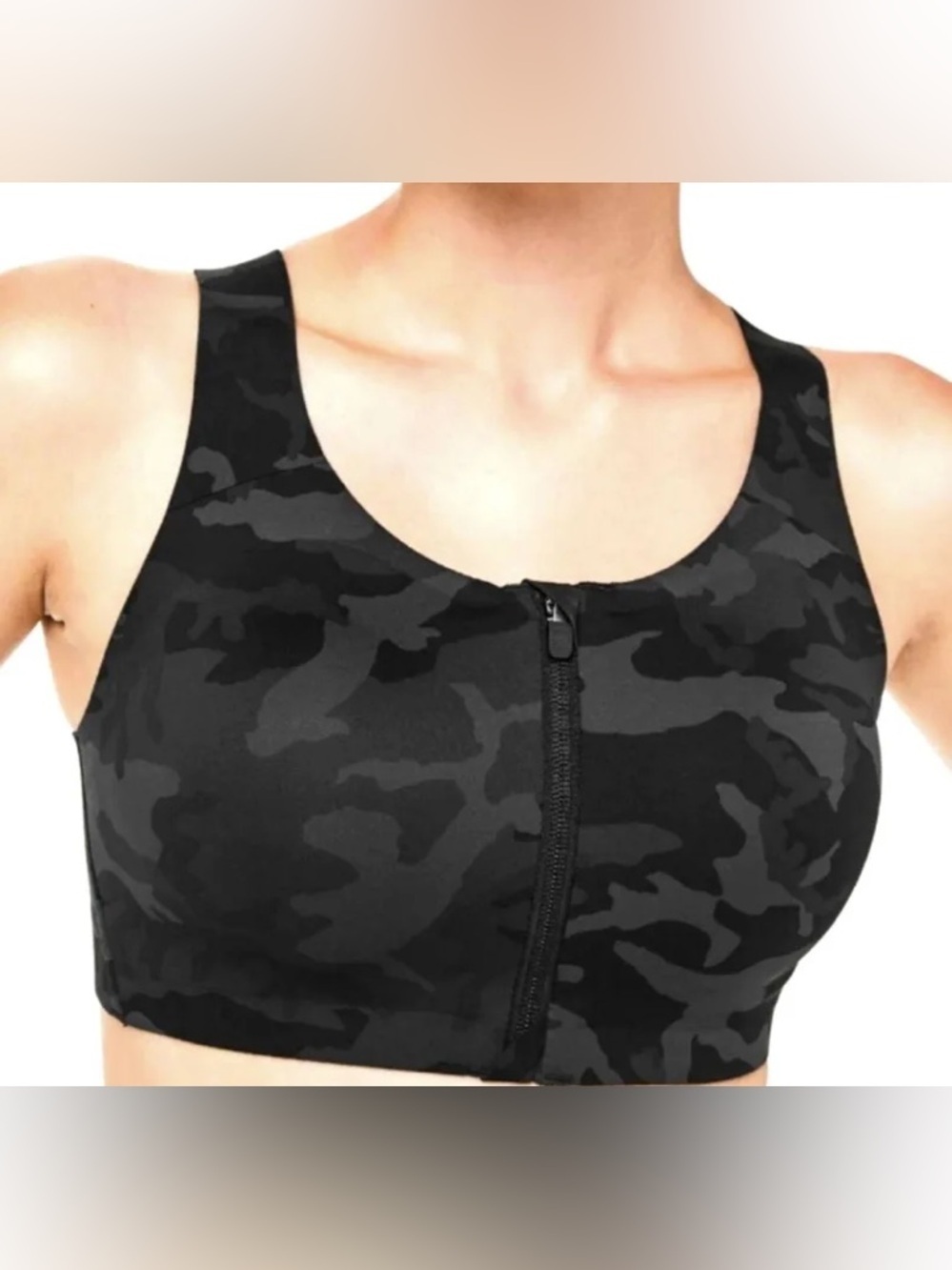 lululemon athletica Black Camo Zip-Front Sports Bra